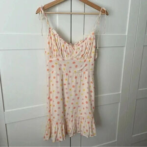 Elodie Floral Mini Dress M 90’s Milkmaid Fairy Coquette Peach Pink